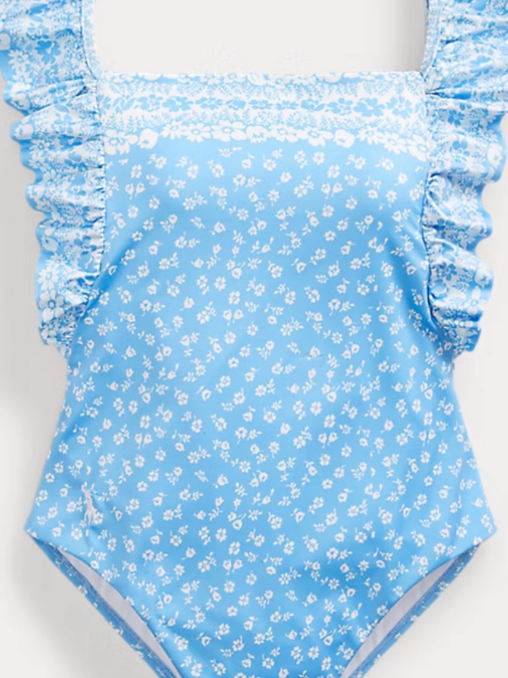 Ralph Lauren Blue and White Floral One-Piece Swimsuit